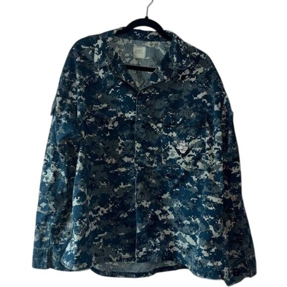 Navy Camouflage Digital Print Jacket Large Regular - Picture 1 of 9